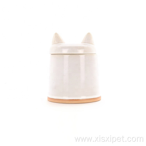 Pet Supplies White Ceramic Cat Shaped Container